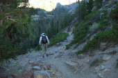 David starts down along the cliffs just past Agnew Meadow.