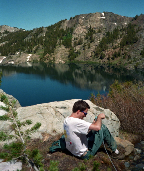 Bill pumping water near Garnet Lake