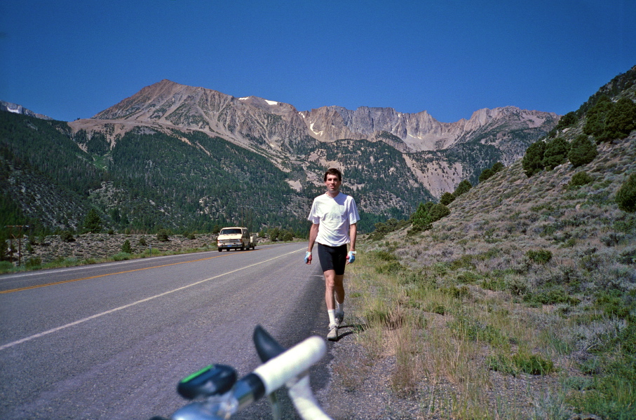 Bill near the bottom of Tioga Pass east.