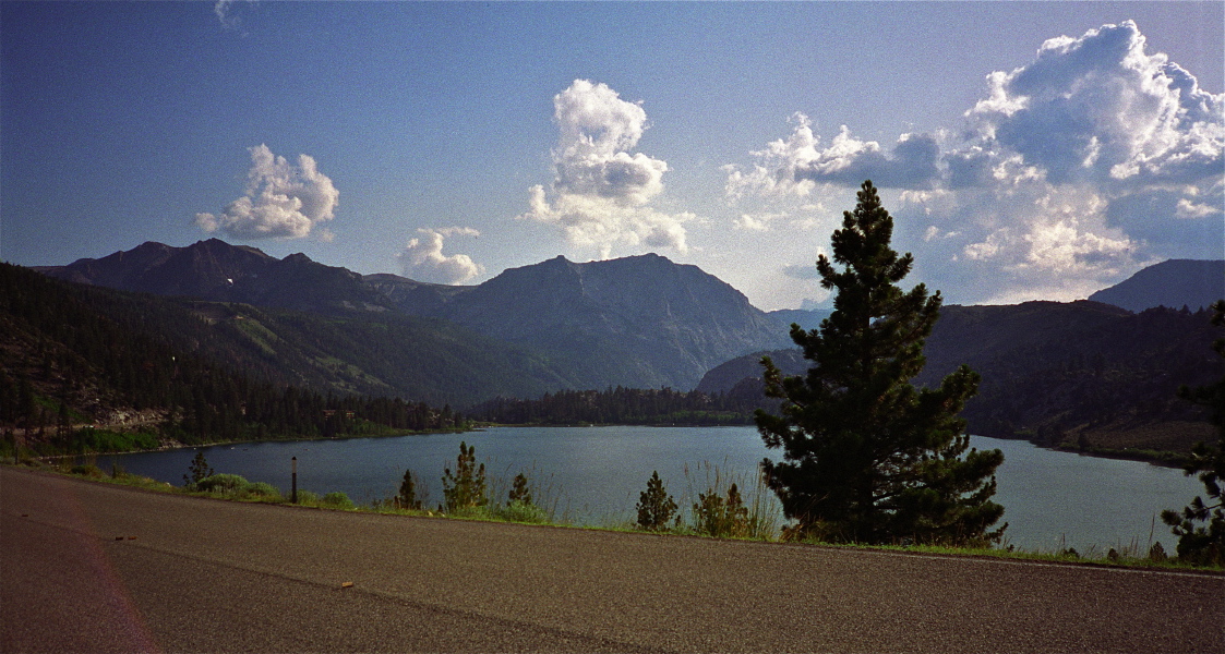 Driving past June Lake, the lake.