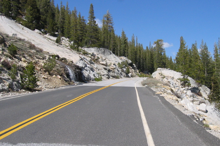 One of the many streams flowing off the rock by the road (8340ft).