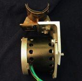 Motor on mounting bracket, side view