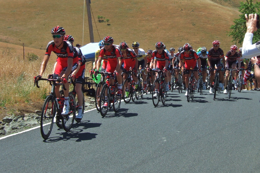 Team BMC lead the peloton.