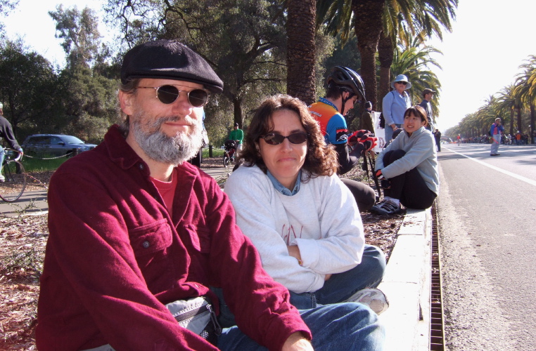 Frank and Stella watching the race.