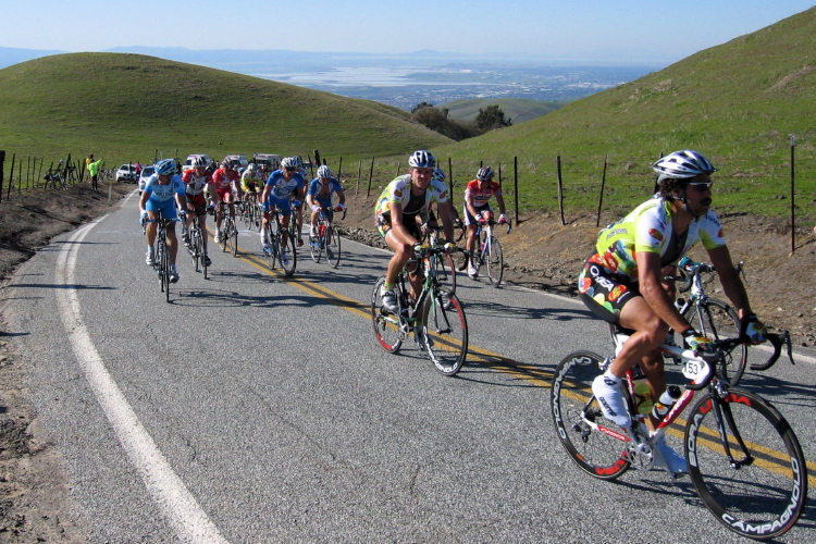 The remnants of the peloton nearing the summit of Sierra Rd. (3)