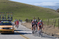 More riders split from the peloton. (1)