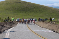 The remnants of the peloton nearing the summit of Sierra Rd. (1)