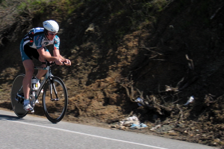 A Health Net rider crests Bailey Rd.