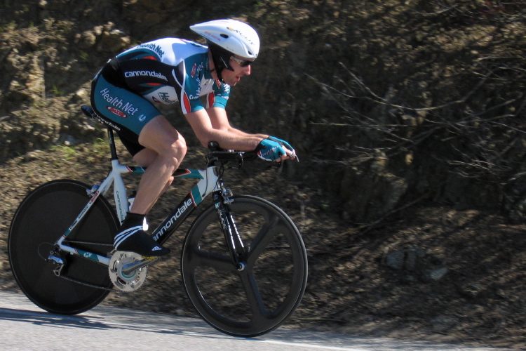 A Health Net rider crests Bailey Rd.