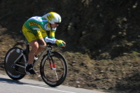 A Phonak rider crests Bailey Rd.