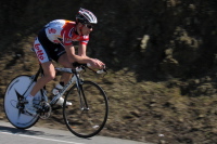 A Lotto rider crests Bailey Rd.