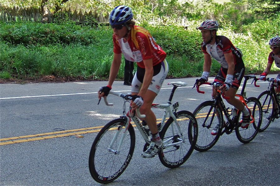 Thomas Rabou leads Ben Day and another Fly V teammate.