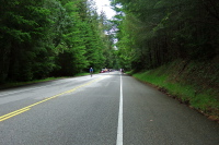 The long straight part of the climb.