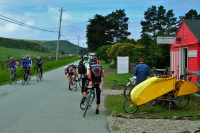 More cyclists stopping by for a snack before heading up Tunitas Creek Rd. to watch the race go by.