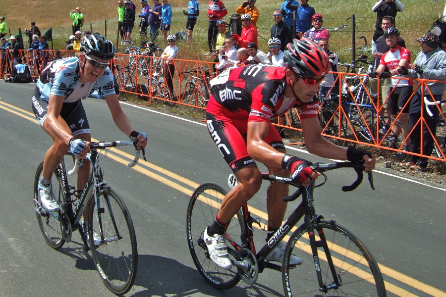 George Hincapie (r) and Gustav Larsson near the top.