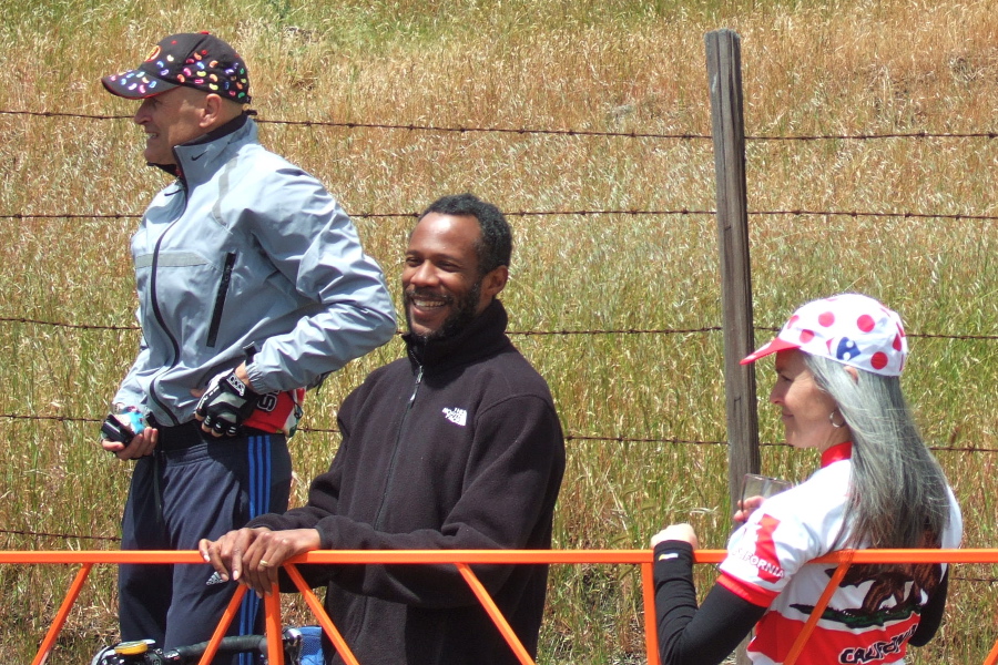 James Porter enjoys his spot by the road.