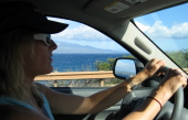 Laura at the wheel as we pass Ma'alaea Bay.