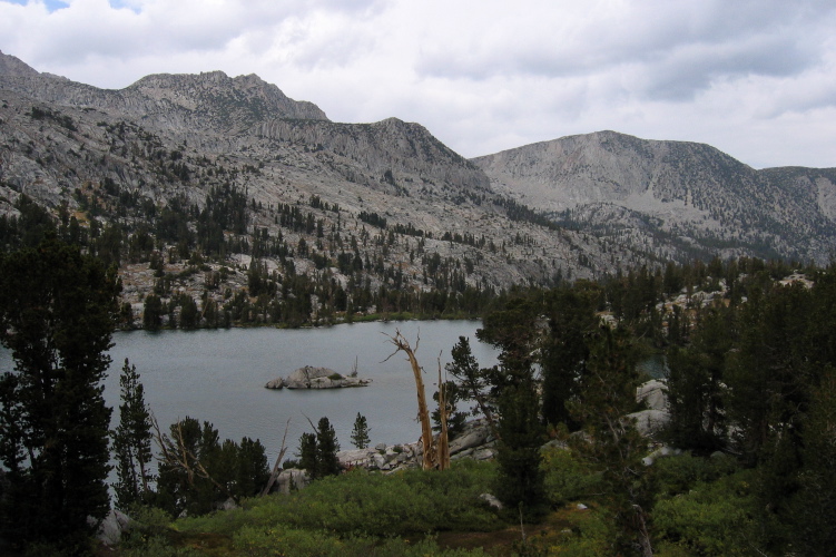 Lower Treasure Lake under a darkening sky.