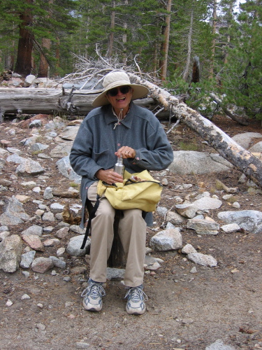 David taking a rest to finish lunch on the Treasure Lakes Trail