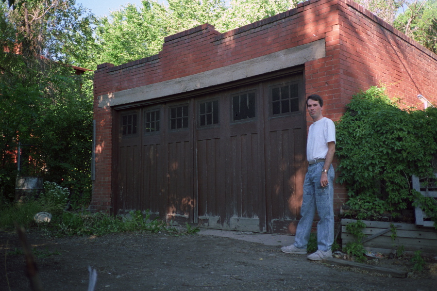 Bill at the garage in the rear