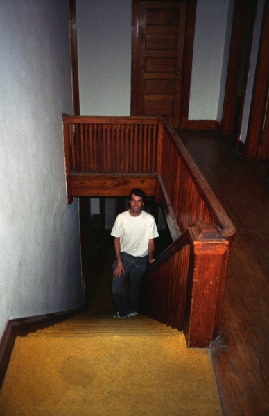 Bill climbing the main stairway