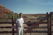 Bill at the ostrich pen at Hole 'n' The Rock