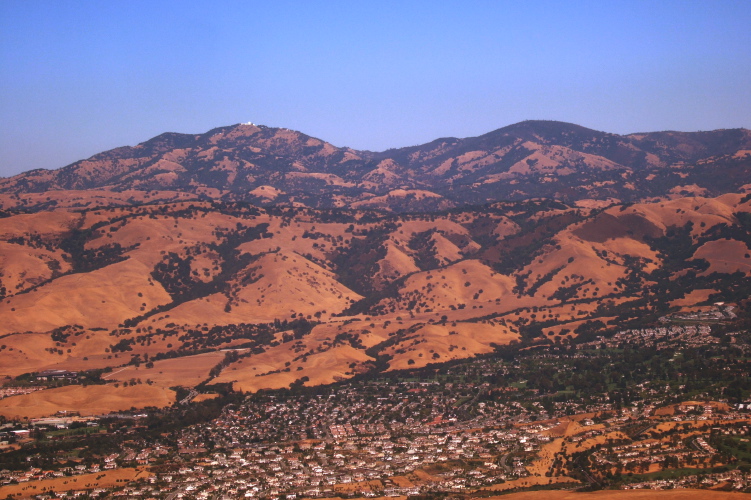 Mt. Hamilton and Mt. Isabel tower over Evergreen.