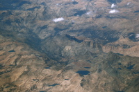 Le Conte Divide (lower left), Goddard Canyon (center left), Evolution Valley (center right), and The Hermit.