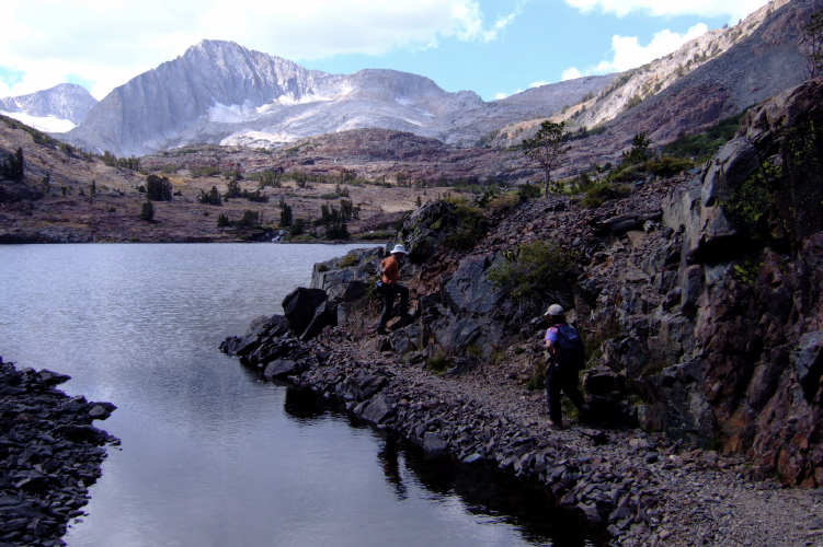 Frank and Stella begin the hike around Lake Helen.