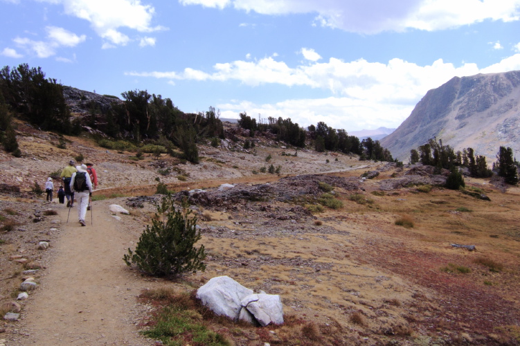 Walking back to Saddlebag Lake.