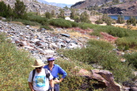 Ron and Alice hike from Helen Lake (10107ft) to Shamrock Lake (10250ft).