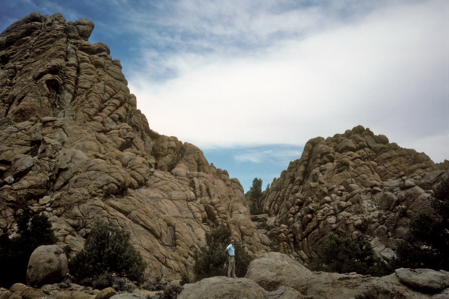 David stands near some sandstone formations along CA120 near Benton Crossing Rd.