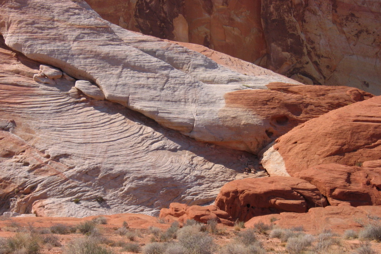 Wrinkled sandstone of different colors, Valley of Fire State Park.
