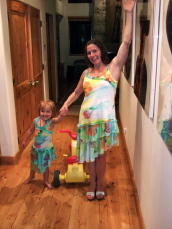 Daughter and Mother show off their matching dresses.
