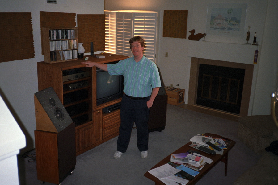 Chris shows off his living room ensemble.