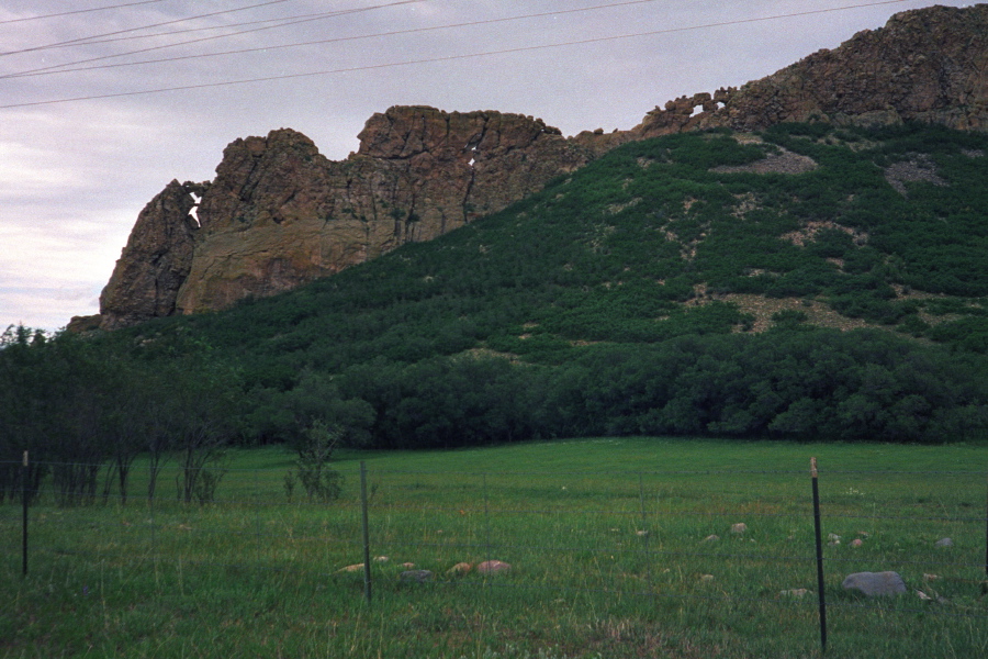 Natural stone wall seen on CO-12 west of Trinidad.