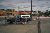 Schoolgirls washing Dan's truck in Walsenberg, CO