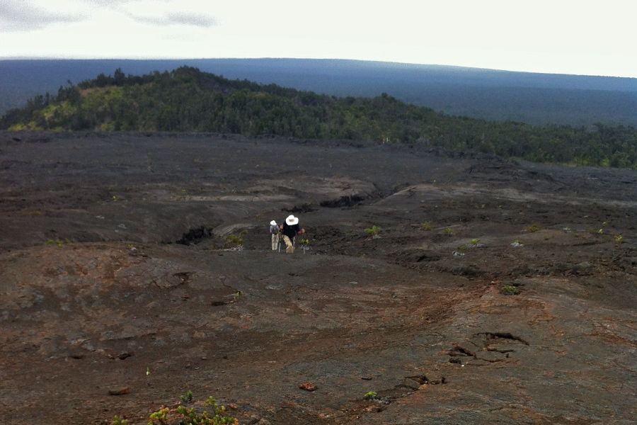 Bill and David climb up Mauna Ulu from the Napau Trail.