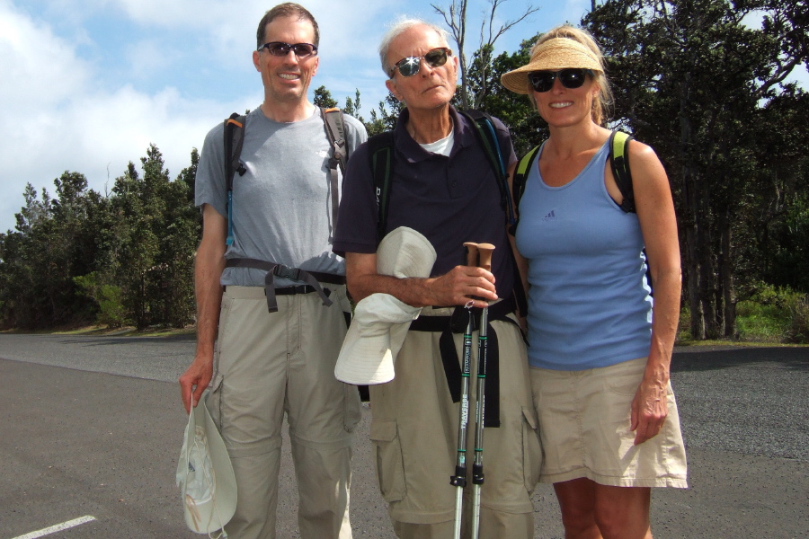 Bill, David, and Laura Bushnell at the Napau Crater Trailhead