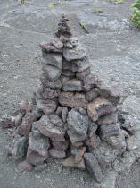 An ornate Ahu (cairn) at the Napau Crater Trailhead
