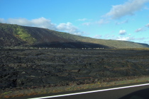 The road descends the Holei Pali across a lava flow.