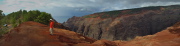 David got dizzy looking down this slippery muddy ridge into the abyss (Makaha Valley).