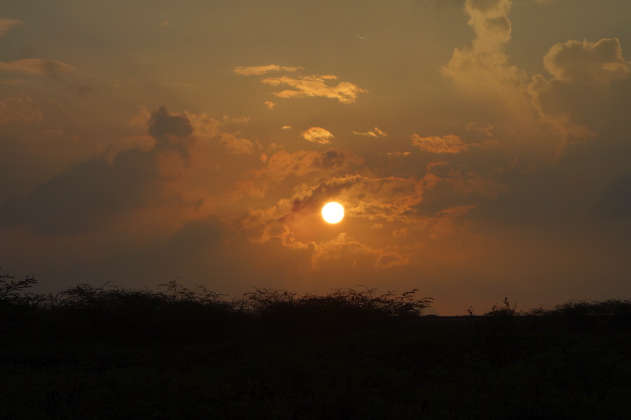 The sun prepares to set over the west shore of Kaua'i.