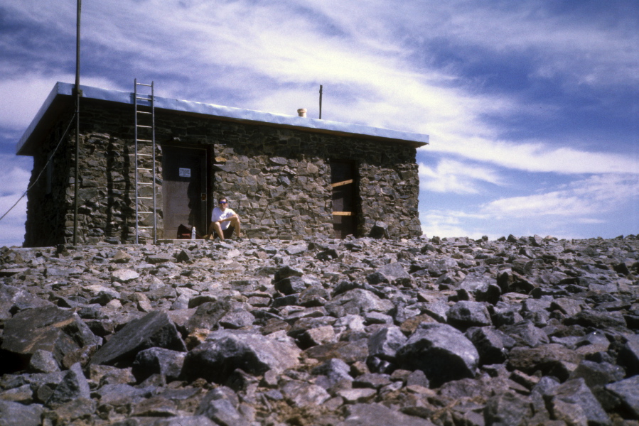 Eating lunch at the research hut