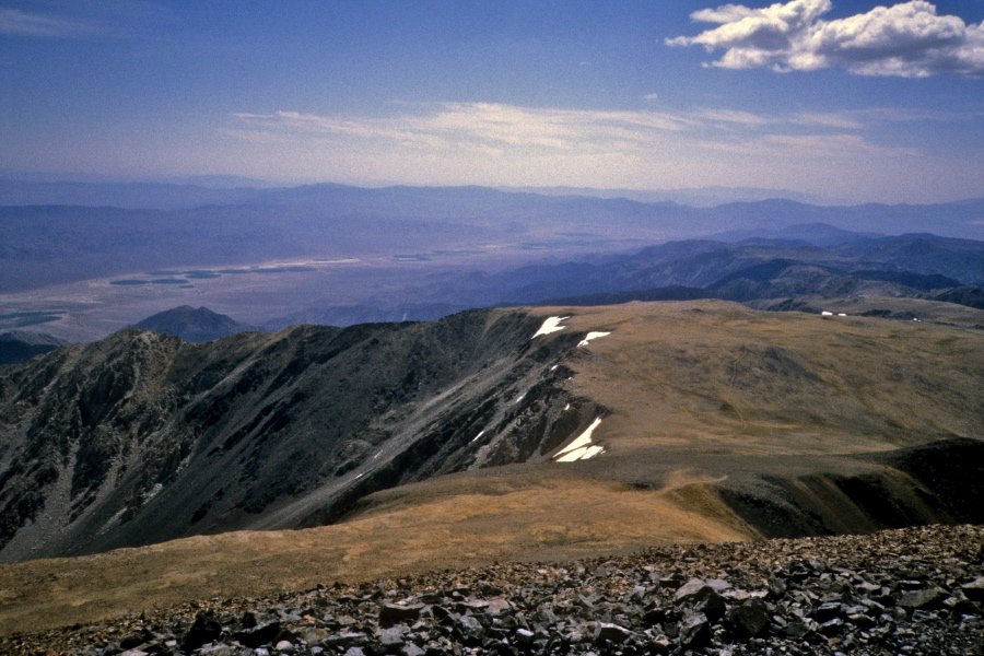 View of the final approach from the summit of White Mountain Peak.