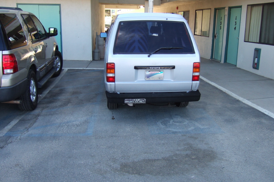 Oops.  I couldn't see that this was a handicap spot when I pulled into it the night before.