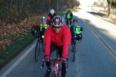 Our group rides at a pace fast enough to keep warm.