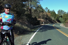 One rider takes a Powerbar rest on the climb.
