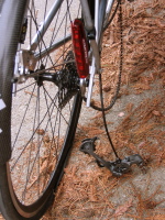 Aftermath of Ron Bobb's derailer-into-the spokes