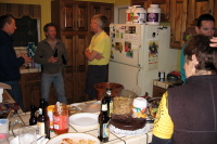 After-ride potluck, kitchen scene